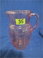 Depression glass pitcher - pink ribbed