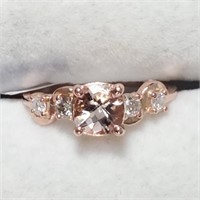 Certified 10K Morganite (1ct) Diamond(0.2Ct,I1-I2,