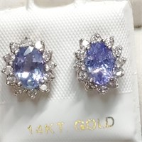 Certified 14K Tanzanite(2ct) Diamond(0.32Ct,I1,G-H