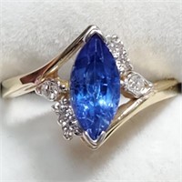 $4000 10K Tanzanite(1.57ct) Diamond(0.15Ct) Ring