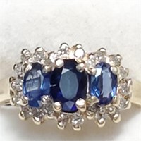 $2400 10K Sapphire(1.1ct) Diamond(0.2Ct) Ring