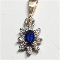 $1600 10K Sapphire Diamond(0.05Ct) Pendant