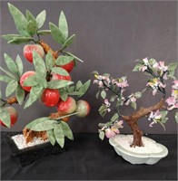 Two Asian glass bonsai Style decorative trees