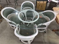 Round Glass Top Ratan Table with