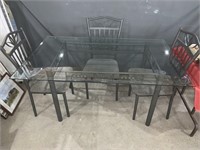 Beveled Glass Top Kitchen Table with 4 Chairs
