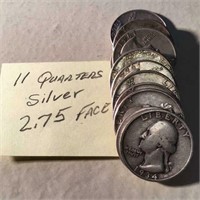 (11) Silver Washington Quarters $2.75 face