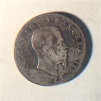 1874 Five Lire Italian Silver