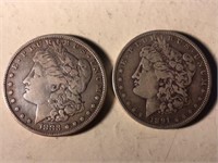 1883 and 1901 Morgan Silver Dollars