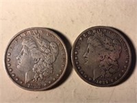1882-P and 1889-O Morgan Silver Dollars