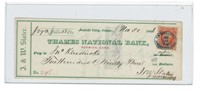 1866 Thames National Bank Check & Stamp $293.38