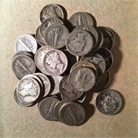 Lot #2  $5.00 Face Silver Mercury Dimes