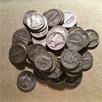 Lot #1  $5.00 Face Silver Mercury Dimes
