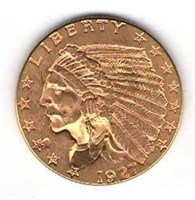 $2.50 Gold Indian US Coin Nice Condition 1927