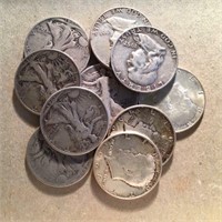 (10) 90% Silver Half Dollars $5 Face Value