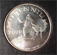 2000 Millennium .999 Liberia Silver Liberty Coin