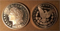 (2) 2016  .999 Fine Silver Rounds 1oz each Proof