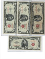 $2 and (6) $5 Bills & (1) $5 Silver Certificate
