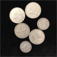 6 Silver Foreign Coins (33 Coins Total) 28gr
