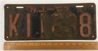 Vintage 1933 New Jersey Automobile License Plate