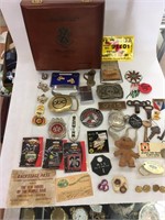 Lot of Misc Smalls in Wooden Cigar Box