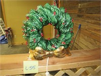 Ceramic Christmas Wreath w/2 holders