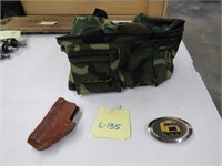 Misc Lot - Camo Bag, Holster, Buckle