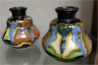 Pair Of Japanese Gouda Pottery Vases