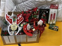 Box Lot of Christmas, Bows, Headgear, Bows, More