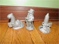 ANTIQUE PEWTER CHOCOLATE MOLDS FIGURAL -E & CO