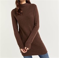 New Funnel Neck Ribbed Tunic Sweater XL