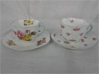 2 vintage Shelley cup & saucers rosebud & begonia