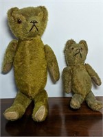 Lot of 2 Antique Hinged Mohair Teddy Bears