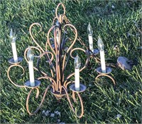 Brown six light chandelier