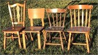 4 non-matching wooden chairs