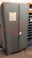 Metal storage cabinet w/ doors w/ contents