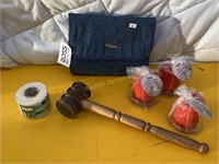 Gavel, Makeup/Jewelry bag, twine & Scented Candle