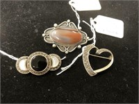 Three Sterling Brooches.