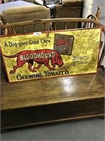 Bloodhound Chewing Tobacco tin sign, 18 x 36