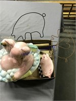 Pig in tub, other pig decor