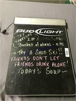Bud Light menu board, 16 x 22