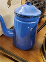 blue enamel coffee pot