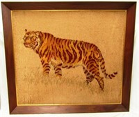 Large framed tiger tapestry
