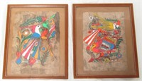 Pair of original pastel framed artwork