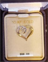 NOS 10k white and yellow gold slide pendant