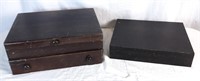 Two vintage wooden silverware boxes