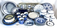 Blue and white dishes lot