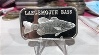 .999 1 oz Silver Bar, Large Mouth Bass