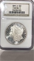 1880 S Morgan Silver $1 Dollar MS64 NGC Coin