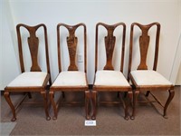 4 Antique Wood Fiddle Back Dining Chairs (No Ship)