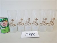 6 Vintage Libby Nymph Frosted Drinking Glasses